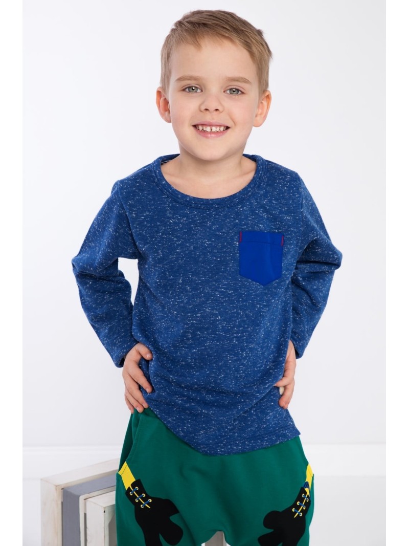 Blue boys\' blouse with a pocket DZ9027 - Online store - Boutique